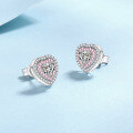 wholesale S925 sterling silver ear stud with 1 carat heart-shaped moissanite, sweet and elegant earrings, popular style in stock-0-1