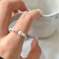 wholesale S925 Sterling Silver Crushed Silver Pearl Elastic Ring for Women, Fashionable Geometric Irregular Versatile Index Finger Jewelry-0-3