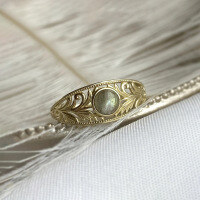 wholesale S925 sterling silver full-body Japanese-style vintage palace-inspired niche design ring, fashionable and versatile elegant women's-BZ0642-Gold>US size 10