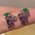 wholesale Metal material, Chao Xiaobai Purple Grape Earrings Fresh Sweet Girly Heart Fruit Studs Light Luxury High-end Feel Niche Earrings-0-1
