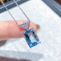 wholesale S925 Sterling Silver Blue Pendant Light Luxury Niche Collarbone Chain New Design Aquamarine Necklace-0-0