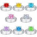 wholesale S925 Sterling Silver 35ct Ice-Cut Exaggerated Double Loop Square Diamond Ring Double Circle 9*9 Color Gemstone Women's Jewel Ring-0-1