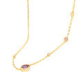 wholesale S925 Sterling Silver Japanese Minimalist Style Amethyst and Pink Tourmaline Necklace, Simple Choker Chain Wholesale from Manufacturer-0-4
