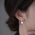 wholesale S925 Sterling Silver Asymmetric Good Luck English Letter Earrings Lucky Ear Clips Korean Style Fashion Earrings-0-0