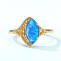 wholesale S925 Gold-Plated Geometric Marquise Opal Ring for Women, New Japanese Light Luxury Style Wholesale from Manufacturers-0-2