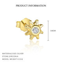 wholesale S925 Sterling Silver Farfan Star Moon Sun Planet Stud Earrings Women-E4654-Gold/Single 925 Silver