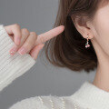 wholesale S925 Sterling Silver Fresh Forest Style Pink Cherry Sweet Fruit Ear Clasp for Women, Elegant Korean Earrings G7503-0-3