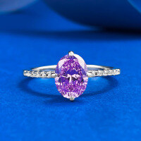wholesale 925 Silver Jewelry Live Stream Style 6*8 Lavender Purple Cocktail Ring for Women, Ins-inspired Daily Wear-R1255 Lavender Ring  Size 5