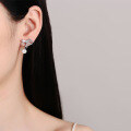 wholesale 925 Silver Natural Freshwater Pearl Earrings with Micro-Paved Moissanite Bow Tie Studs-0-3