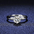 Sterling Silver Six-Prong Moissanite Ring with Bow for Women-0-1