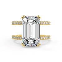 wholesale S925 Sterling Silver French Vintage Ring for Women, High-End Sense Emerald Cut Zirconia Double Ring Design, Fashionable and Versatile Ring-DY120957-SG-WH 7