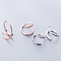 wholesale S925 Silver Spiral Earrings for Women, Korean Style Small Fresh Single Row Diamond Wave Ear Hoop Line Ear Studs Jewelry G1782-S925 silver pair rose gold 925 silver