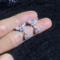 S925 Sterling Silver Moissanite Mini Pearl Butterfly Earrings, Luxury Wholesale-0-1