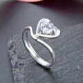 wholesale 925 Sterling Silver Cross-Border New Diamond-Inlaid Heart Ring Zircon Adjustable Open Ring for Women, Ins Style Fashion Jewelry-0-1