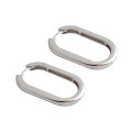 wholesale S925 Sterling Silver Korean-style INS Minimalist Geometric Oval Hoop Earrings, Gold-plated Retro Ear Cuffs-0-4