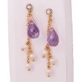 wholesale S925 Silver Plated 14K Gold Amethyst Ear Climber, French Retro Style, Niche Luxury-0-4