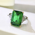 wholesale S925 Silver 10*14 Rectangular Cabochon Emerald Ring for Women, Minimalist and Elegant, Available for Drop Shipping-0-5