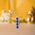 wholesale S925 Silver 6*8mm New Cultivated Sapphire Pendant High-end Jewelry Banquet Live Stream Source Necklace-0-0