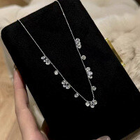wholesale S925 Sterling Silver Full Star Long Layering Collarbone Chain Light Luxury Stackable Tear and Starry Sky Beaded Necklace for Women High-End Sense Bestseller-N347 Tassel Necklace 925 Silver