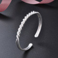 wholesale S990 Sterling Silver Simple Korean-style Student Silver Bracelet Accessory Open-Ended Twist Bangle Women's Elegant Popular Personalized Jewelry-0-3