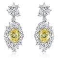 wholesale Yellow 925 Silver 35ct Oval 9*11 High Carbon Diamond Earrings Women's Fashion Jewelry-0-0