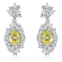 wholesale Yellow 925 Silver 35ct Oval 9*11 High Carbon Diamond Earrings Women's Fashion Jewelry-Pink [E-2443] Main stone 9*11mm - Single 3.5 carats