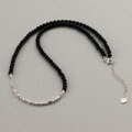 wholesale 925 Sterling Silver Korean-style Minimalist Versatile Knot Beaded Bracelet Stackable Black Agate Elegant Jewelry S6662-0-8