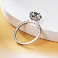 wholesale S925 Sterling Silver Green Moissanite 3 Carat Ring with GRA Certificate, Fashionable Light Luxury Gemstone Ring-0-3
