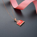 wholesale 925 Sterling Silver Red Envelope Necklace for Women, Fashionable and Luxurious Minimalist Collarbone Chain with Enamel Pendant-0-2