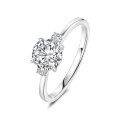 S925 Sterling Silver Light Luxury 1ct Moissanite Four-Prong Ring for Women-0-3