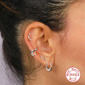 wholesale S925 Sterling Silver Wide INS Diamond-Studded Drop Clip-On Hoop Earrings,。-0-1