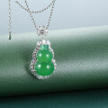 S925 Sterling Silver Jadeite Chalcedony Gourd Necklace-0-1