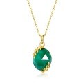 wholesale 925 Silver Gold-Plated Green Agate Willow Leaf Pendant Necklace for Women, Spring New Collection Wholesale-0-5