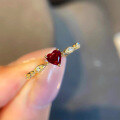 wholesale 18K gold natural ruby ring with vintage lace small heart design, a luxurious piece-0-3