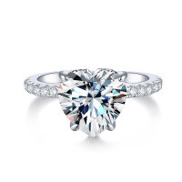 wholesale S925 silver plated with 18k white gold 95mm heart-shaped 35ct moissanite engagement ring for women-3.5 carats pure Moissanite  US size 5