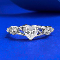 wholesale S925 Silver New 1 Carat Heart-Shaped Ring for Women, Fashion Ring Band, Daylight Versatile Style-R1297 Heart-Shaped Ring Size 6