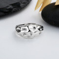 wholesale S925 Sterling Silver Irregular Bumpy Surface Ring, Trendy Hip-Hop Hip Hop Unisex Statement Ring-0-3