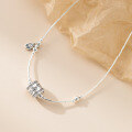 wholesale S925 Sterling Silver Literary Retro-Style Niche Design Peace Charm Bead Necklace Y02160-0-1