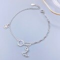 wholesale S925 Sterling Silver Geometric Ginkgo Leaf Four-Leaf Clover Minimalist Bracelet, Niche Design Gift for Female Best Friends-0-0