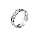 wholesale S925 Sterling Silver Plain Braided Twist Ring, Minimalist Adjustable Women's Index Finger Ring R01243-0-4