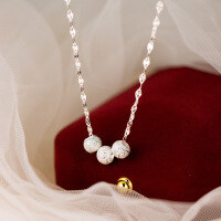 wholesale S925 Sterling Silver Geometric Round Sphere Sunflower Necklace Korean Style Fashion Sweet Neck Accessory Y01330-S925 Silver S925 Silver Necklace