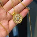 wholesale Golden S925 Silver Red Pomelo Compass Double-sided Necklace Lucky Eight Treasures Pendant Chinese Style-0-2