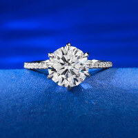 wholesale S925 Silver New Classic 8mm Six-Prong Ring for Women with High-Carbon Micro-Paved Diamond Engagement Ring-R370 Six-claw with diamond No. 9