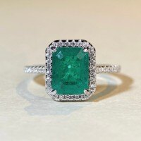 S925 Sterling Silver 7x9mm Radiant Cut High-Carbon Zircon Ring for Women, Direct from Manufacturer.-Emerald Green Cotton-CBJZ315 6