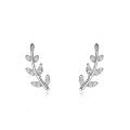 wholesale S925 silver branch diamond earrings for women, leaf-inspired elegant earrings E1813-0-4