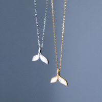 wholesale S925 silver Korean-style fishtail shell necklace, simple and elegant fashion statement women's neck accessory D9707-S925 silver necklace silver>925 silver