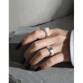 wholesale S925 Sterling Silver Exaggerated Geometric Irregular Textured Korean Version INS Niche Design Open Adjustable Ring for Women-0-3