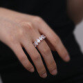 wholesale S925 silver new style simulated row diamond ring 5*7 carat solitaire ring for women-0-3