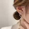 wholesale S925 Sterling Silver Maiden Ribbon Inlaid with Diamond Bow Earrings, Fashionable and Niche High-End Versatile Wearing Styles-0-3