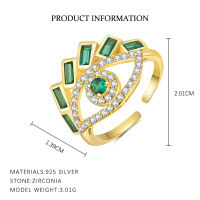 wholesale S925 Sterling Silver Cross-border European And American Style Women's Ring With Micro-set Zircon, Fashionable, Elegant, And Light Luxury Open Design-K2251_Gold/Adjustable